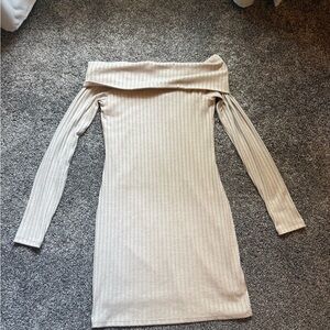 Off-Shoulder Ribbed Dress